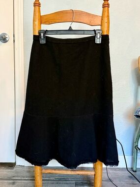 J. Crew Black Wool Midi Skirt